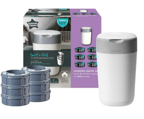 Tommee Tippee - Sangenic Twist & Click Starter Kit - Cotton White