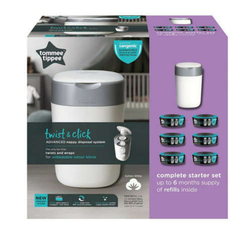 Tommee Tippee - Sangenic Twist & Click Starter Kit - Cotton White