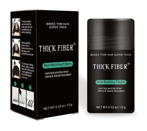 Thick Fiber Hair Building Fibers - Black (Travelsize - 12g)