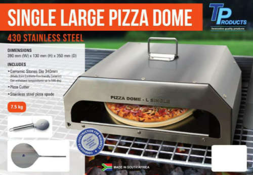 TP Single Large Pizza Dome - Single Pizza Oven with Ceramic Stone for Braais