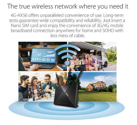 Asus 4G-AX56 Cat.6 300Mbps Dual-Band WiFi 6 AX1800 LTE Router