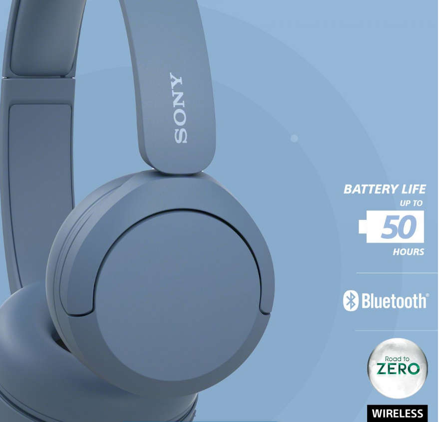 Sony WH-CH520 Wireless Bluetooth On-Ear Headphones - Blue