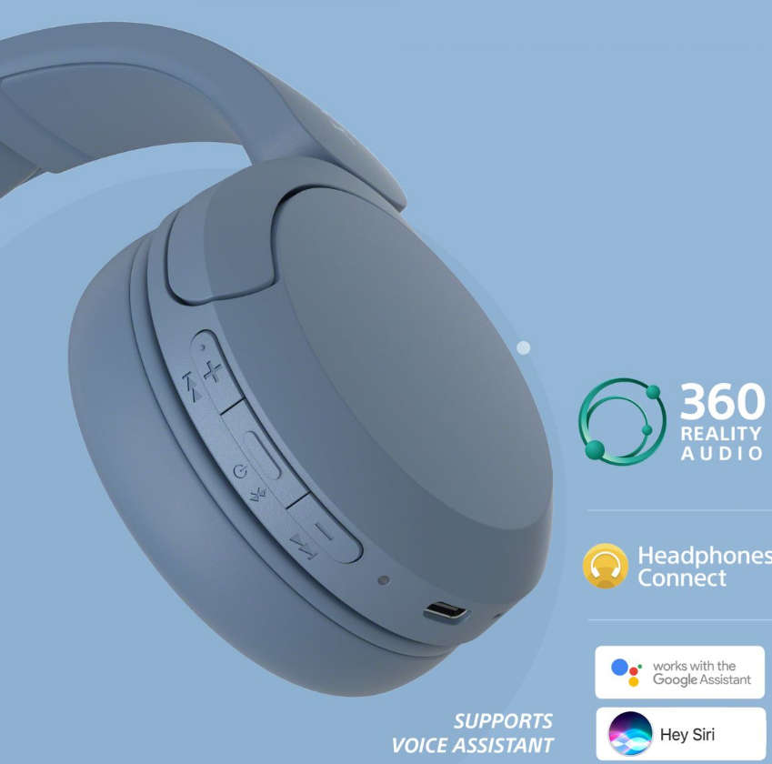 Sony WH-CH520 Wireless Bluetooth On-Ear Headphones - Blue