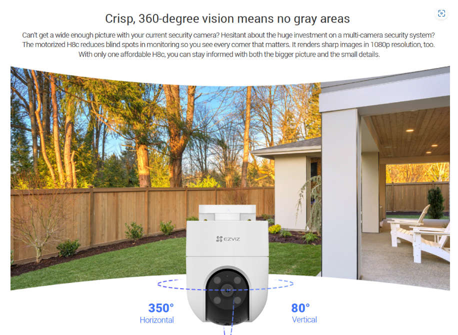 EZVIZ H8C Full HD Outdoor Pan/Tilt Security WiFi Camera