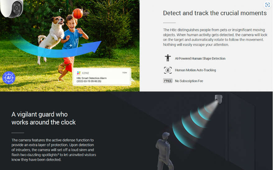 EZVIZ H8C Full HD Outdoor Pan/Tilt Security WiFi Camera