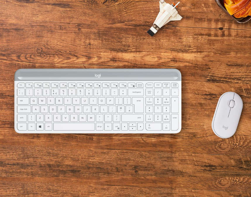 Logitech MK470 Slim Wireless Keyboard and Mouse Combo White - Off-White