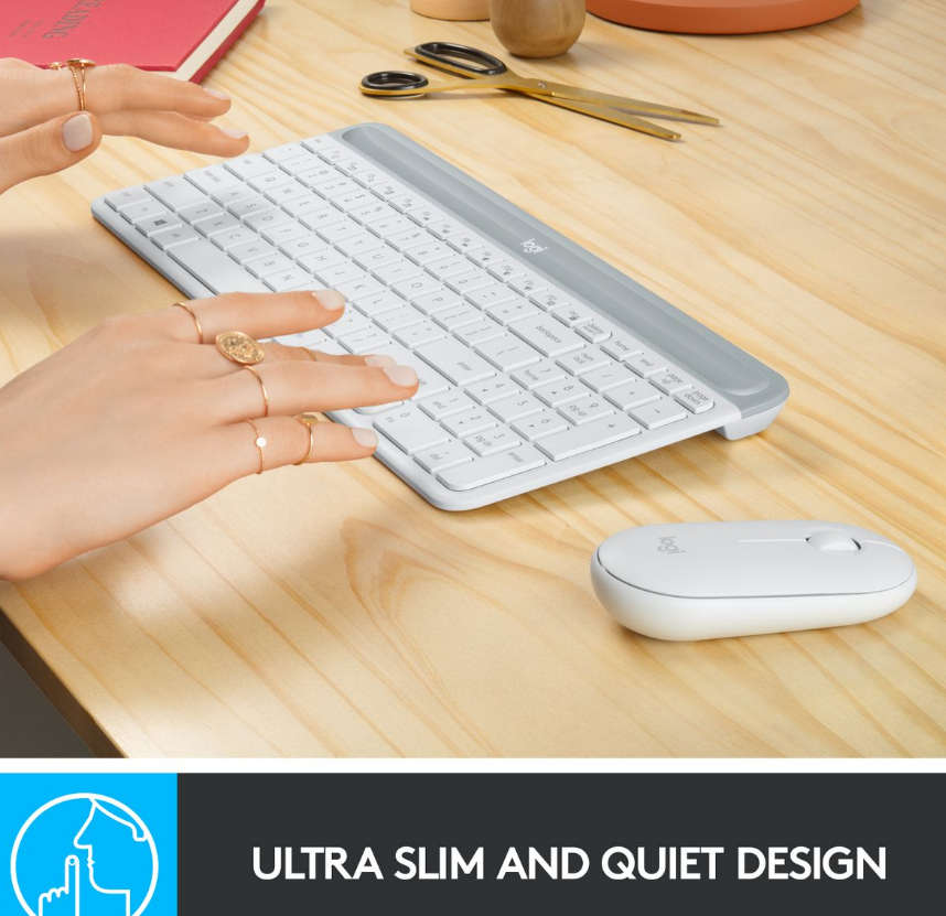 Logitech MK470 Slim Wireless Keyboard and Mouse Combo White - Off-White