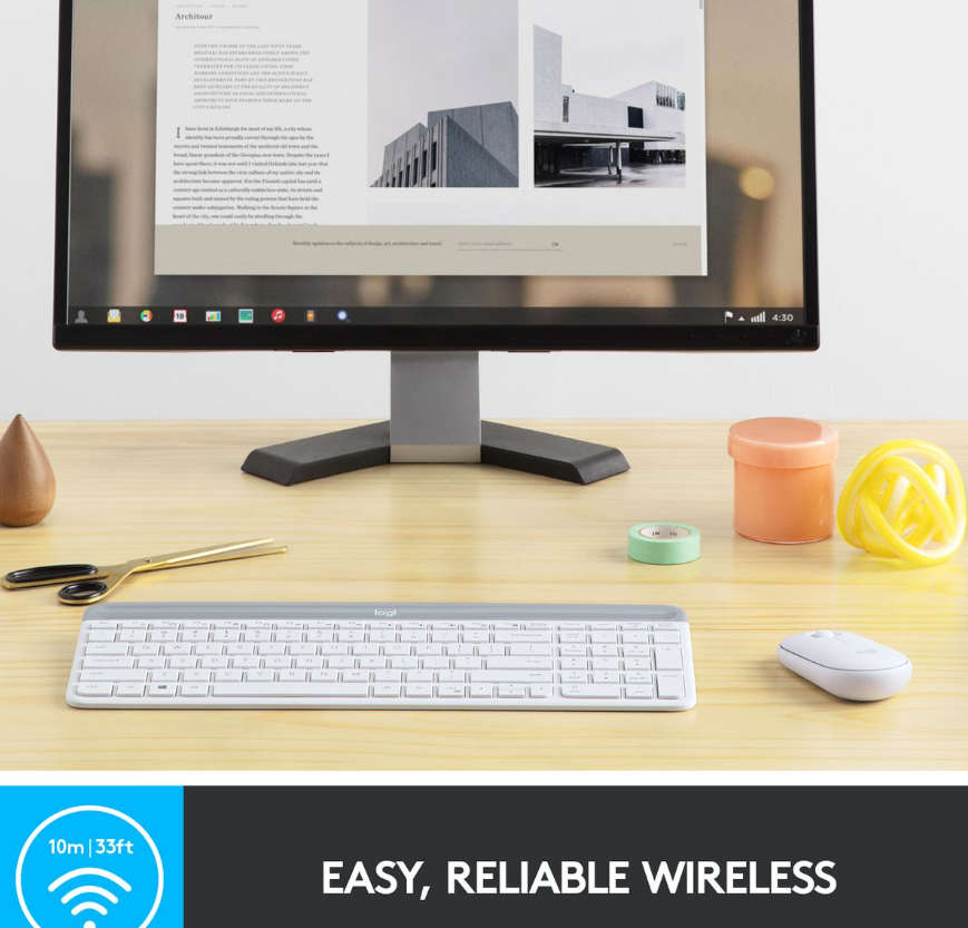 Logitech MK470 Slim Wireless Keyboard and Mouse Combo White - Off-White