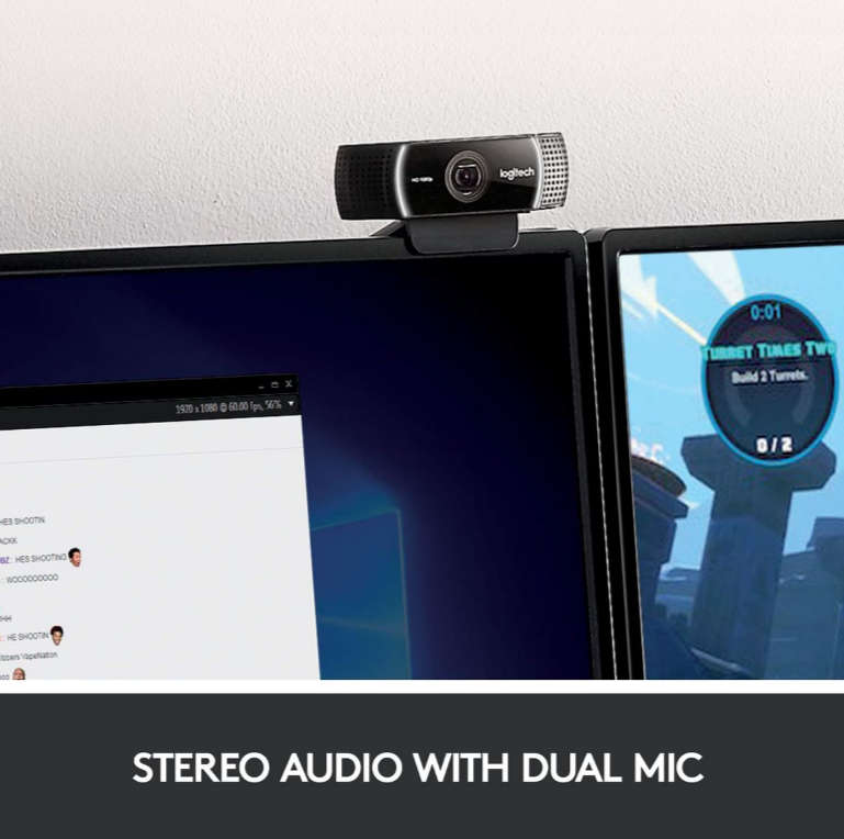 Logitech C922 Pro Stream Webcam with Tripod-Defective