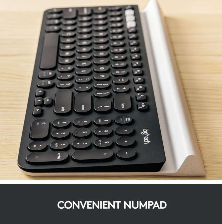 Logitech K780 Multi-Device Wireless Keyboard, Bluetooth, Quiet - Black