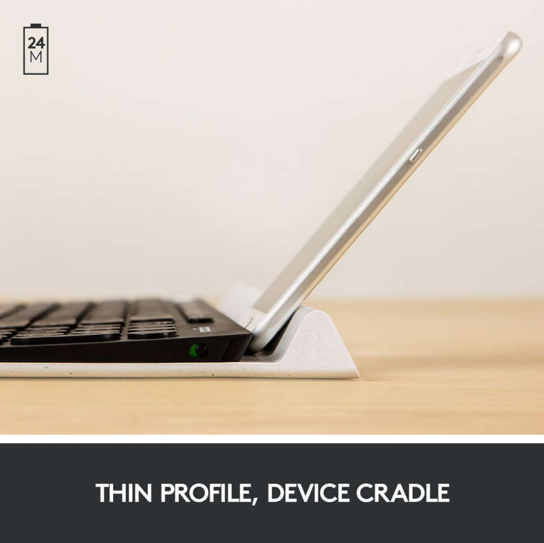 Logitech K780 Multi-Device Wireless Keyboard, Bluetooth, Quiet - Black