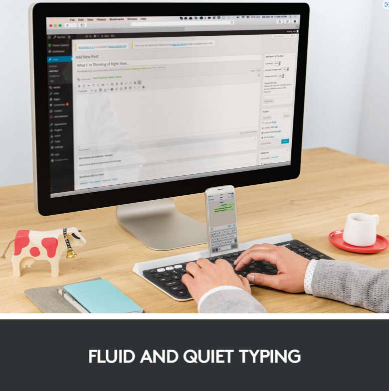 Logitech K780 Multi-Device Wireless Keyboard, Bluetooth, Quiet - Black