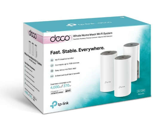Tp-Link Deco E4 3 pack AC1200 Whole Home Wifi System 2 x 10/100 Lan Ports