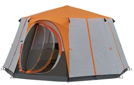Coleman Octagon 8 Person Family Camping Dome Tent Orange