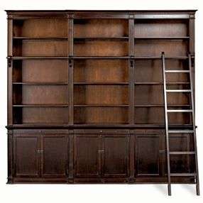 Large Wood BookCase with Ladder - 2 pieces