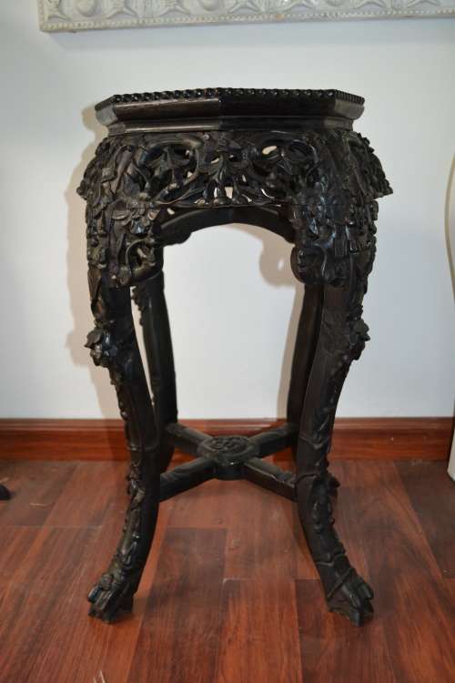 Rose Wood Carved Stand  with Marble top