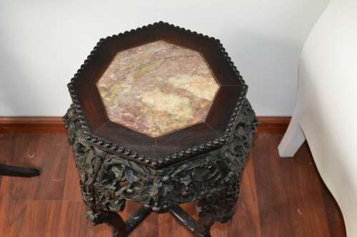 Rose Wood Carved Stand  with Marble top