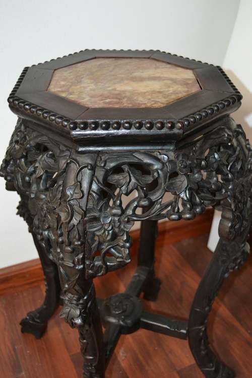 Rose Wood Carved Stand  with Marble top