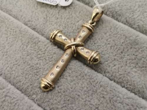 Big Gold Cross Pendant with Diamonds
