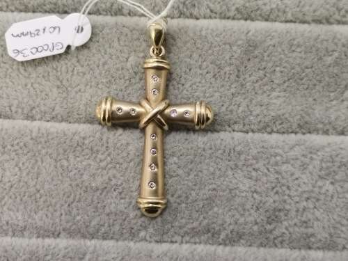 Big Gold Cross Pendant with Diamonds