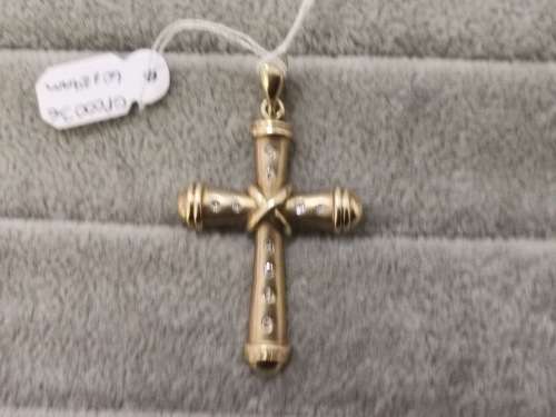 Big Gold Cross Pendant with Diamonds