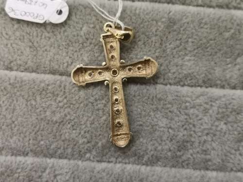 Big Gold Cross Pendant with Diamonds