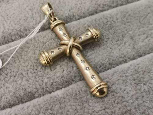 Big Gold Cross Pendant with Diamonds