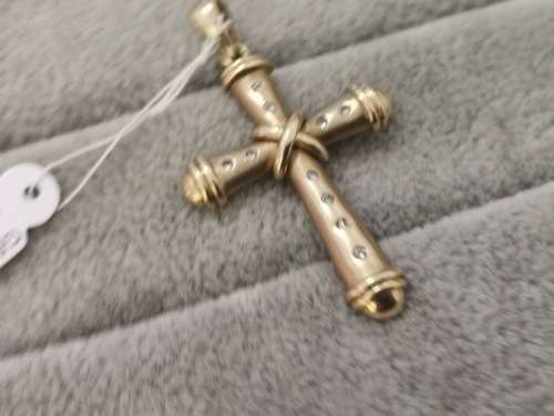 Big Gold Cross Pendant with Diamonds