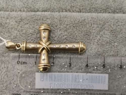 Big Gold Cross Pendant with Diamonds