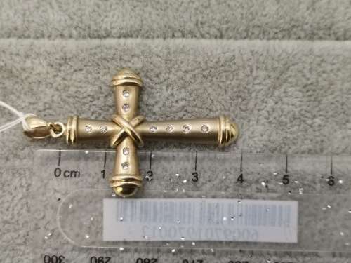 Big Gold Cross Pendant with Diamonds