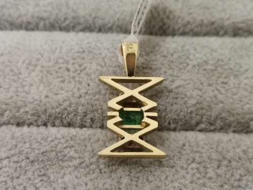 Unique 18ct Gold, Emerald and Diamond Pendant