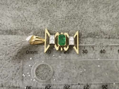 Unique 18ct Gold, Emerald and Diamond Pendant