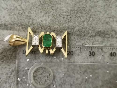 Unique 18ct Gold, Emerald and Diamond Pendant