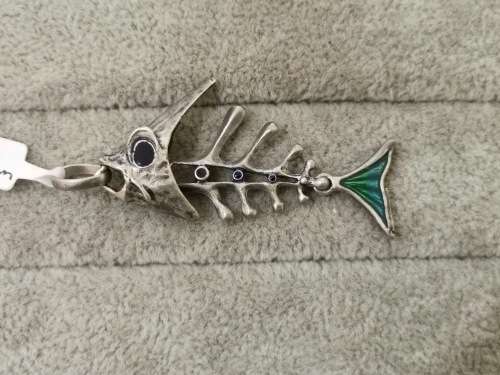 Unique Italian Unoaerre Designer Sterling Silver Fish Pendant
