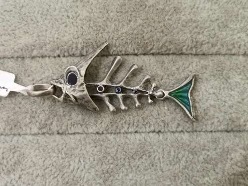 Unique Italian Unoaerre Designer Sterling Silver Fish Pendant