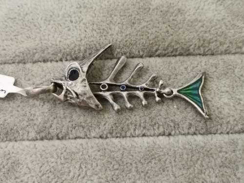 Unique Italian Unoaerre Designer Sterling Silver Fish Pendant