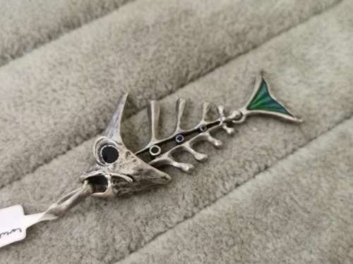 Unique Italian Unoaerre Designer Sterling Silver Fish Pendant