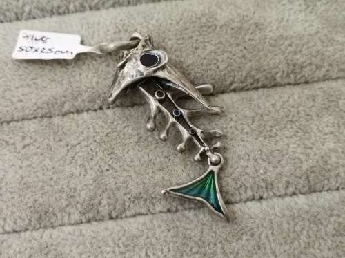 Unique Italian Unoaerre Designer Sterling Silver Fish Pendant