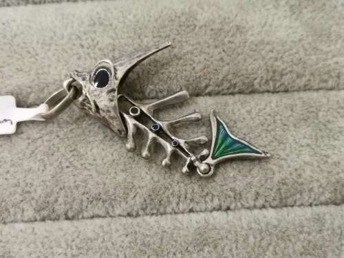 Unique Italian Unoaerre Designer Sterling Silver Fish Pendant