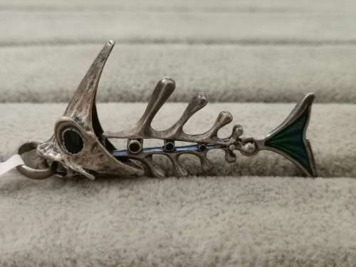 Unique Italian Unoaerre Designer Sterling Silver Fish Pendant