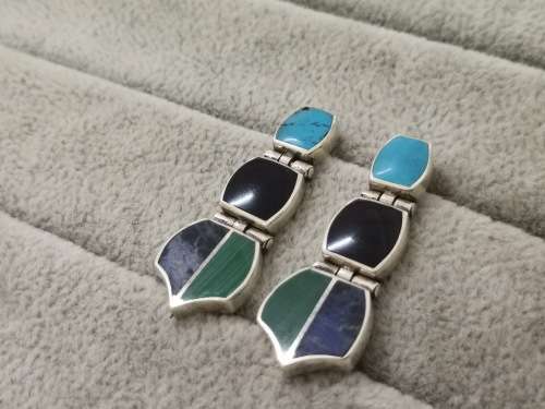 DISCOUNT!! Sterling Silver Dangling Earrings with Assorted Gemstones