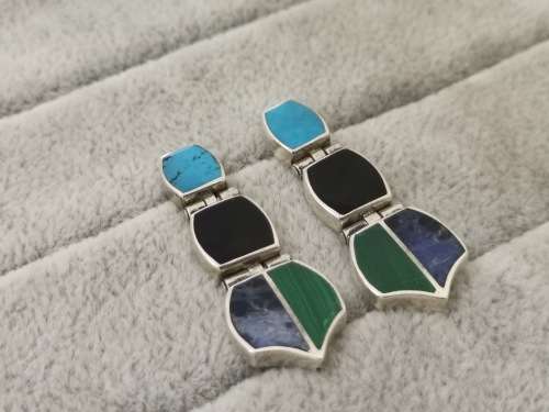 DISCOUNT!! Sterling Silver Dangling Earrings with Assorted Gemstones