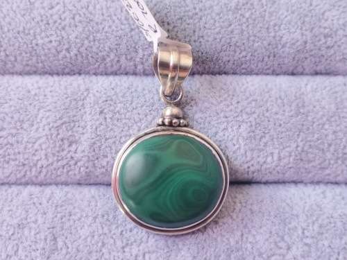 Discount!! Silver Malachite Pendant
