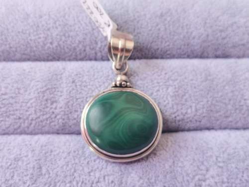 Discount!! Silver Malachite Pendant