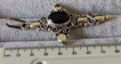 Silver Onyx Cross Pendant
