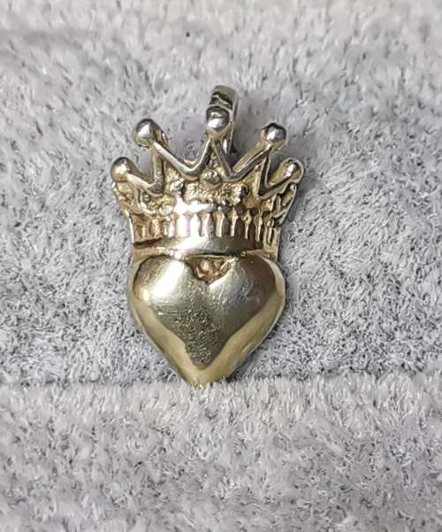 Silver Heart And Crown Pendant