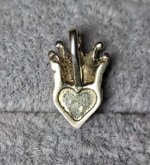 Silver Heart And Crown Pendant