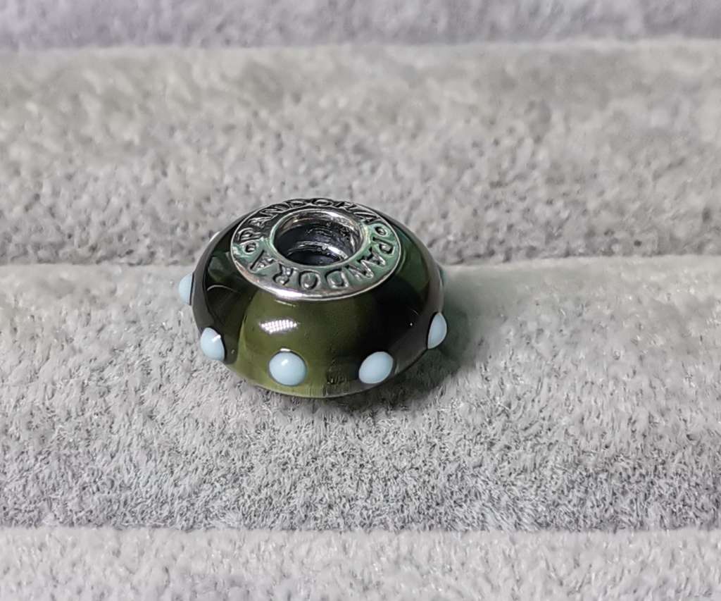 Pandora green glass charm