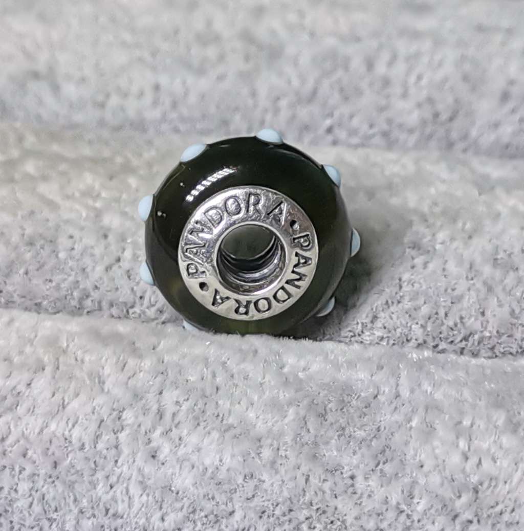 Pandora green glass charm