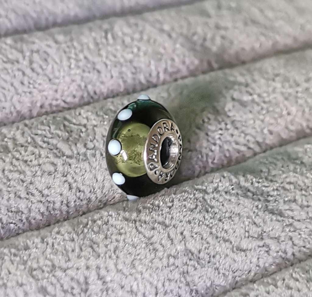 Pandora green glass charm
